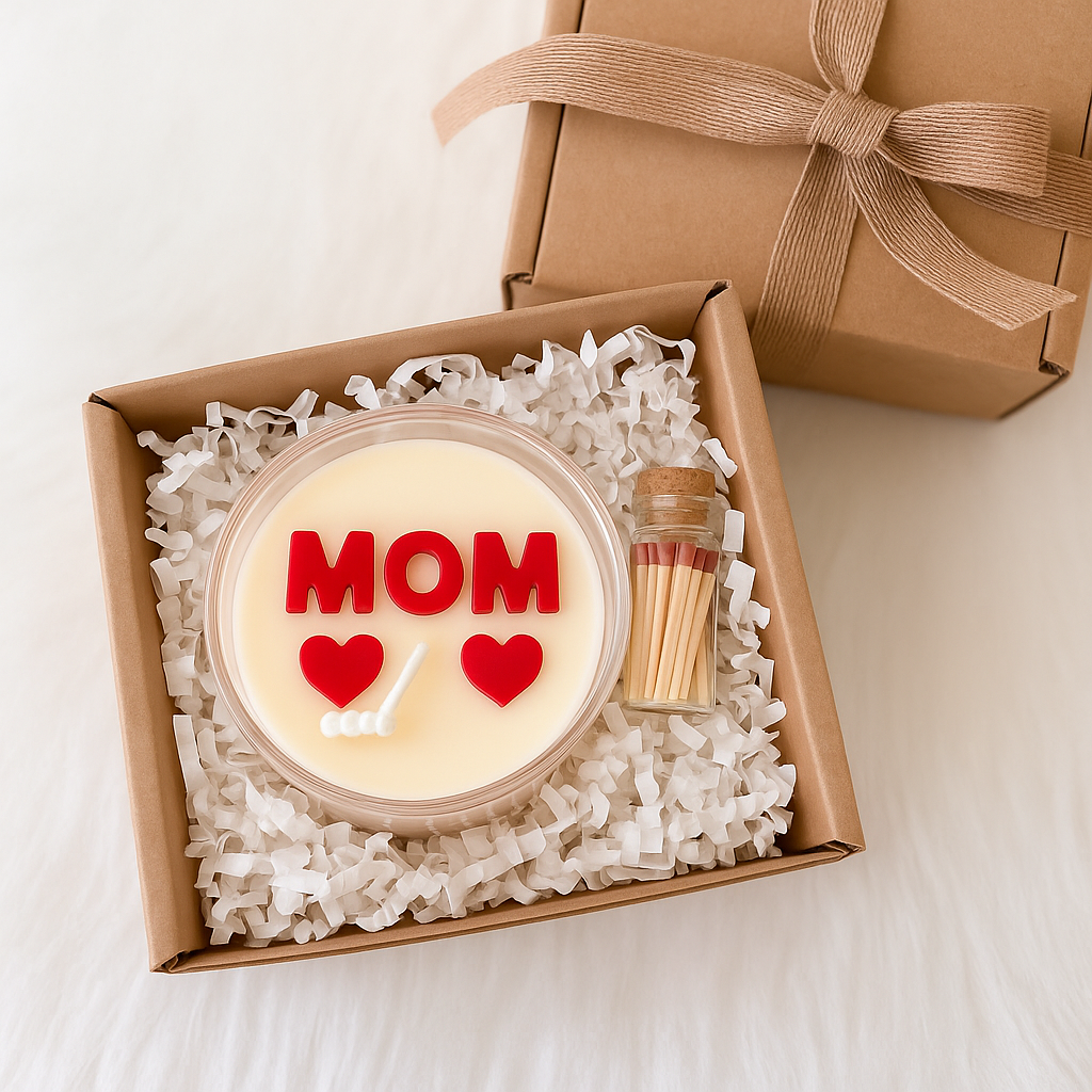 Handgemachte kerze für Mama – Muttertagsgeschenk mit Herzen | Geschenk für Mama Kandlewax Studio
