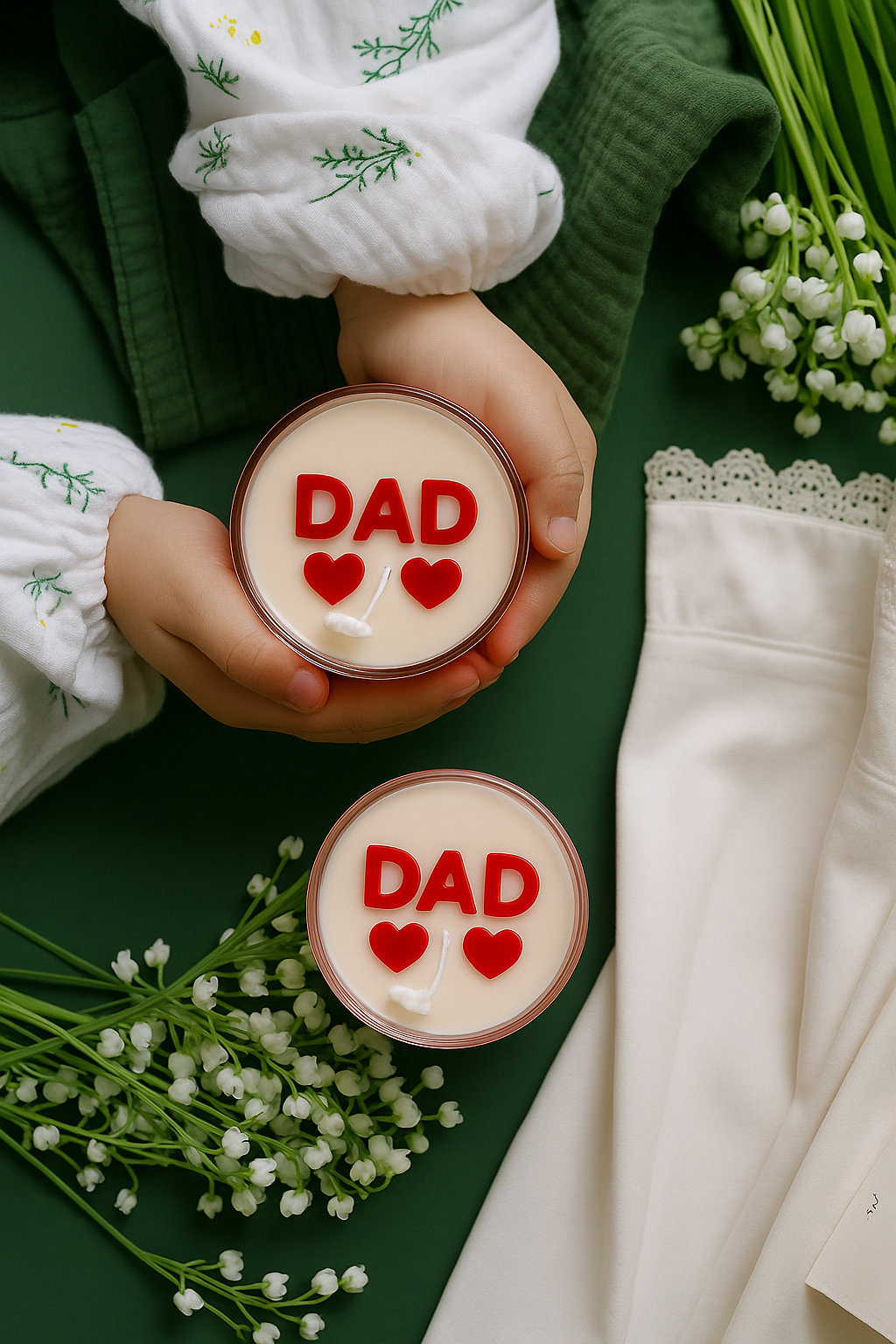 Handgemachte Duftkerze „DAD“ als Geschenk für Papa: perfekt zu Vatertag, Geburtstag, Weihnachten oder einfach zum Danke sagen. Liebevoll Kandlewax Studio