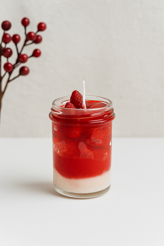 Erdbeer-Dessertkerze – Handgemachtes Geschenk für Sie & Ihn Kandlewax Studio