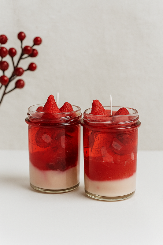 Erdbeer-Dessertkerze – Handgemachtes Geschenk für Sie & Ihn Kandlewax Studio