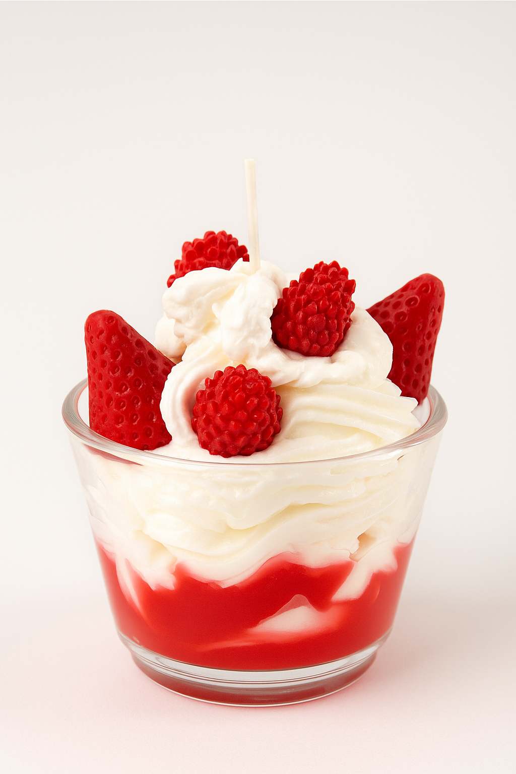 Strawberry  Dessert Candle – Handmade Gel Wax Candle in Glass Cup | Realistic Fruit Candle | Kandlewax Studio Kandlewax Studio