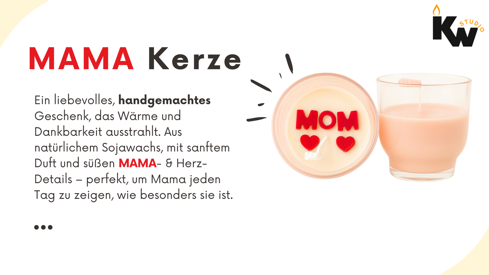 Handgemachte kerze für Mama – Muttertagsgeschenk mit Herzen | Geschenk für Mama Kandlewax Studio